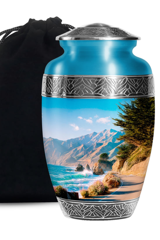 Beautiful Mountain Funeral Urn - Coastal Cremation Urn For Adult Ashes