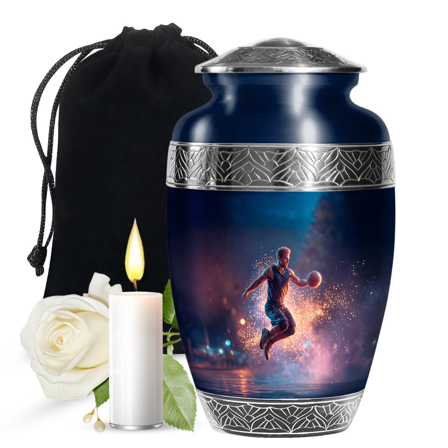 Basketball Memorial Ashes Urn - Large Adult Funeral Urn For Human Ashes
