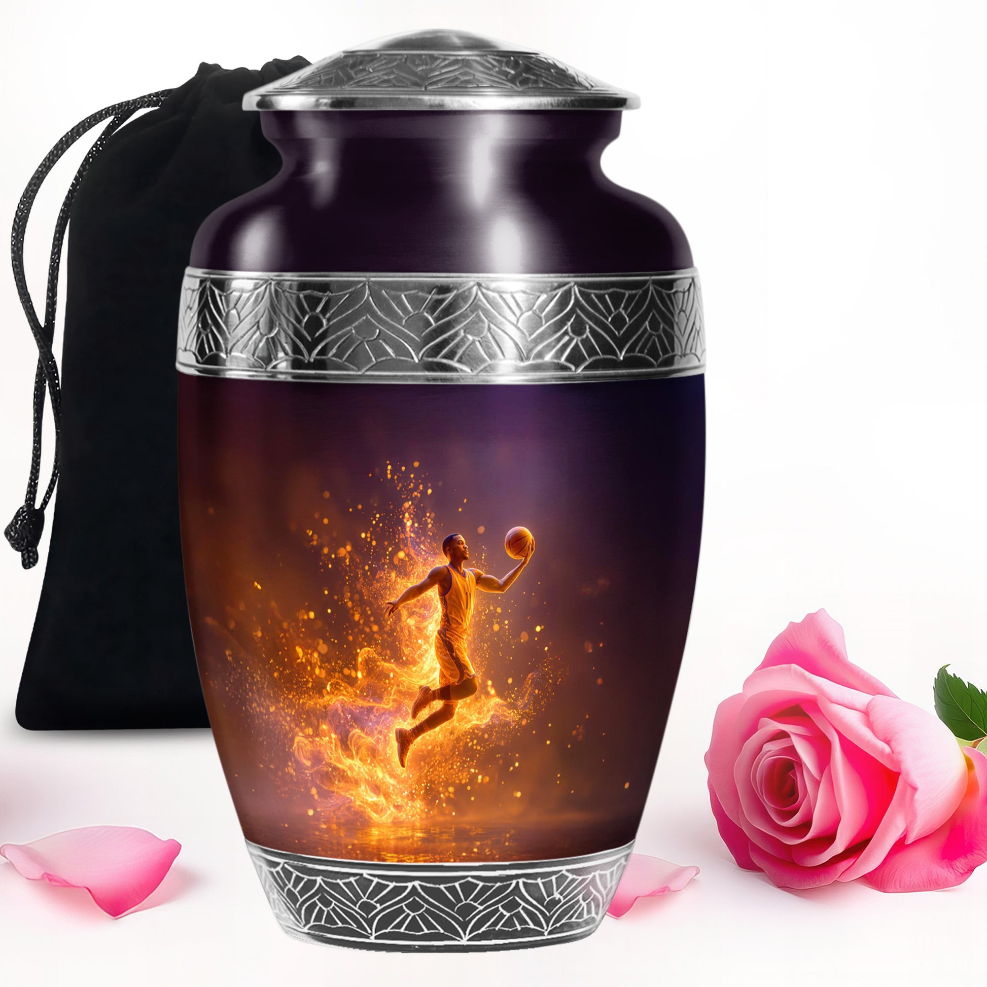Fire Basketball Funeral Urn - Decorative Cremation Urn For Burial Ashes
