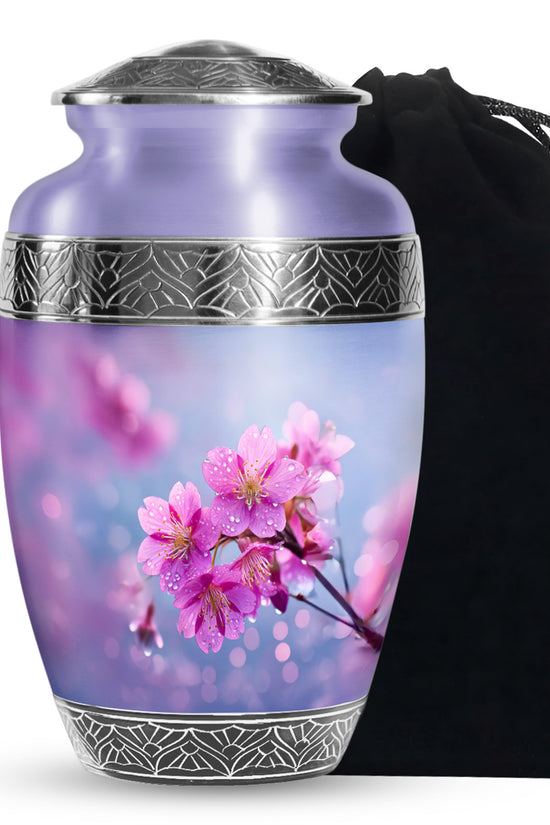 Beautiful Pink Flower Theme Memorial Urn - Beautiful Theme Memorial Urn For Mom