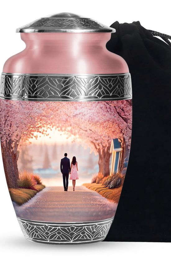 Couple Theme Cremation Urn - Pink Theme Memorial Urn For Loved Ones