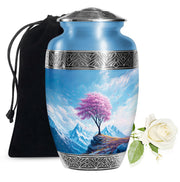 Cherry Blossom Tree Funeral Urn - Mountain Memorial Urn For Ashes