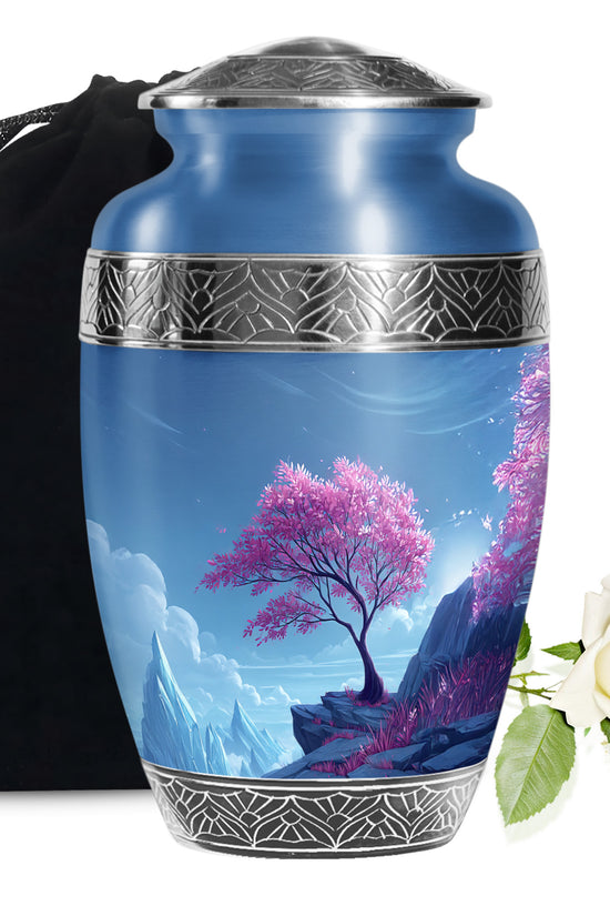 Pink Blossom Tree Cremation Urn - Beautiful Funeral Urn For Female