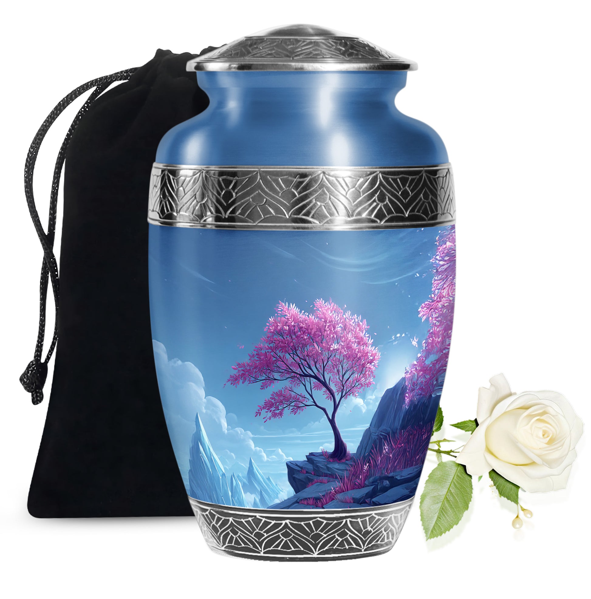 Pink Blossom Tree Cremation Urn - Beautiful Funeral Urn For Female