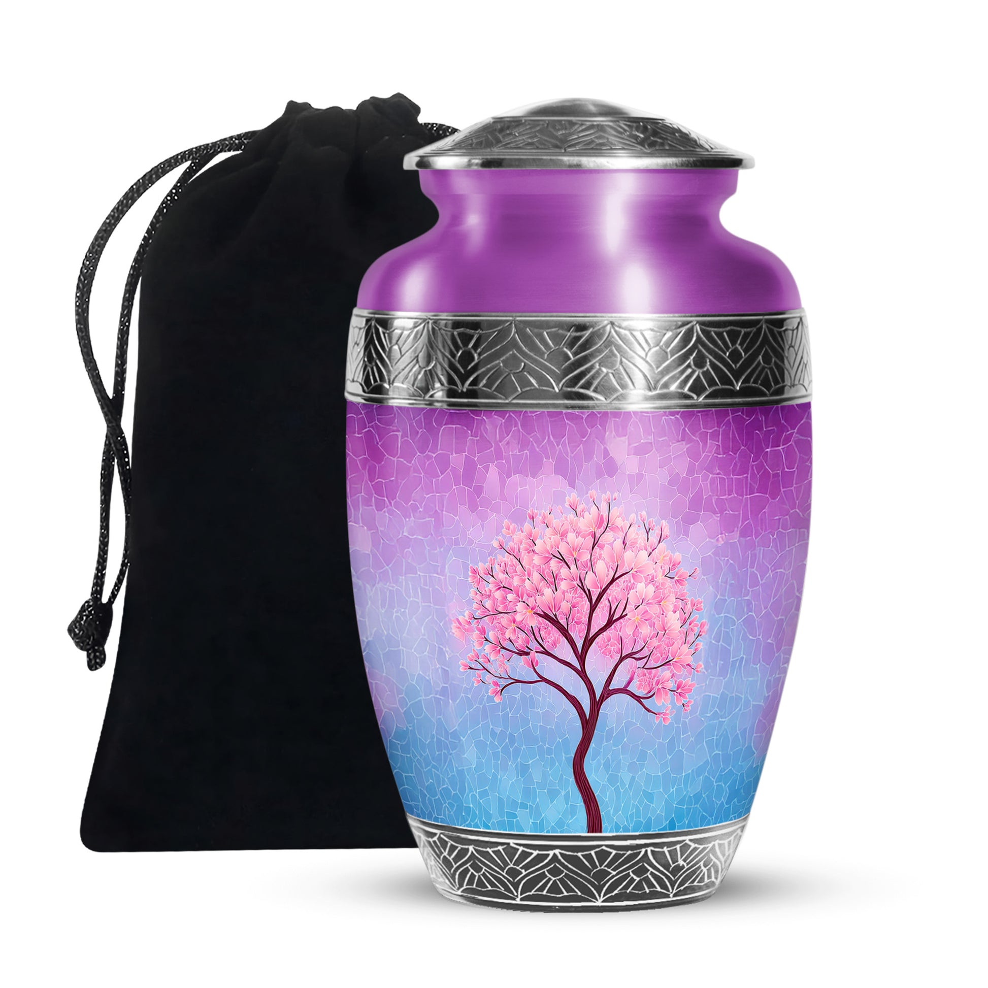 Pink Blossom Tree Cremation Urn - Artistic Memorial Urn For Female