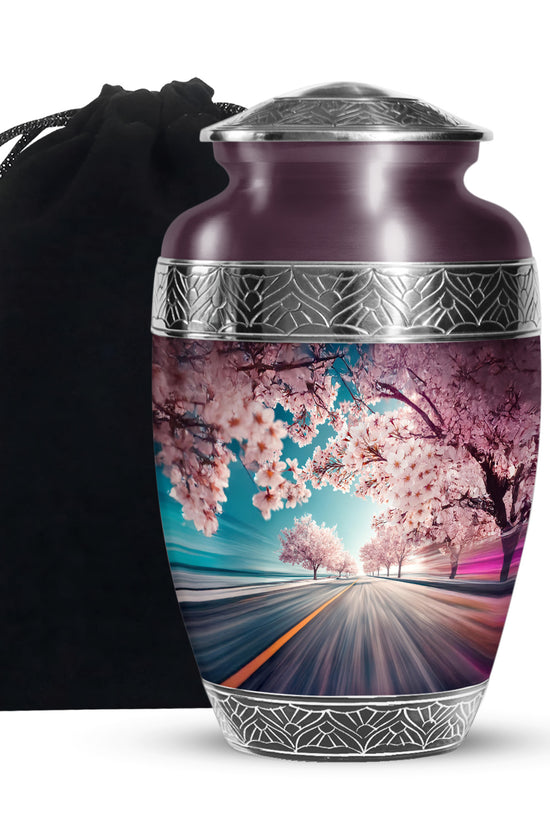 Cherry Blossom Cremation Urn - Road Funeral Urn For Loved Ones