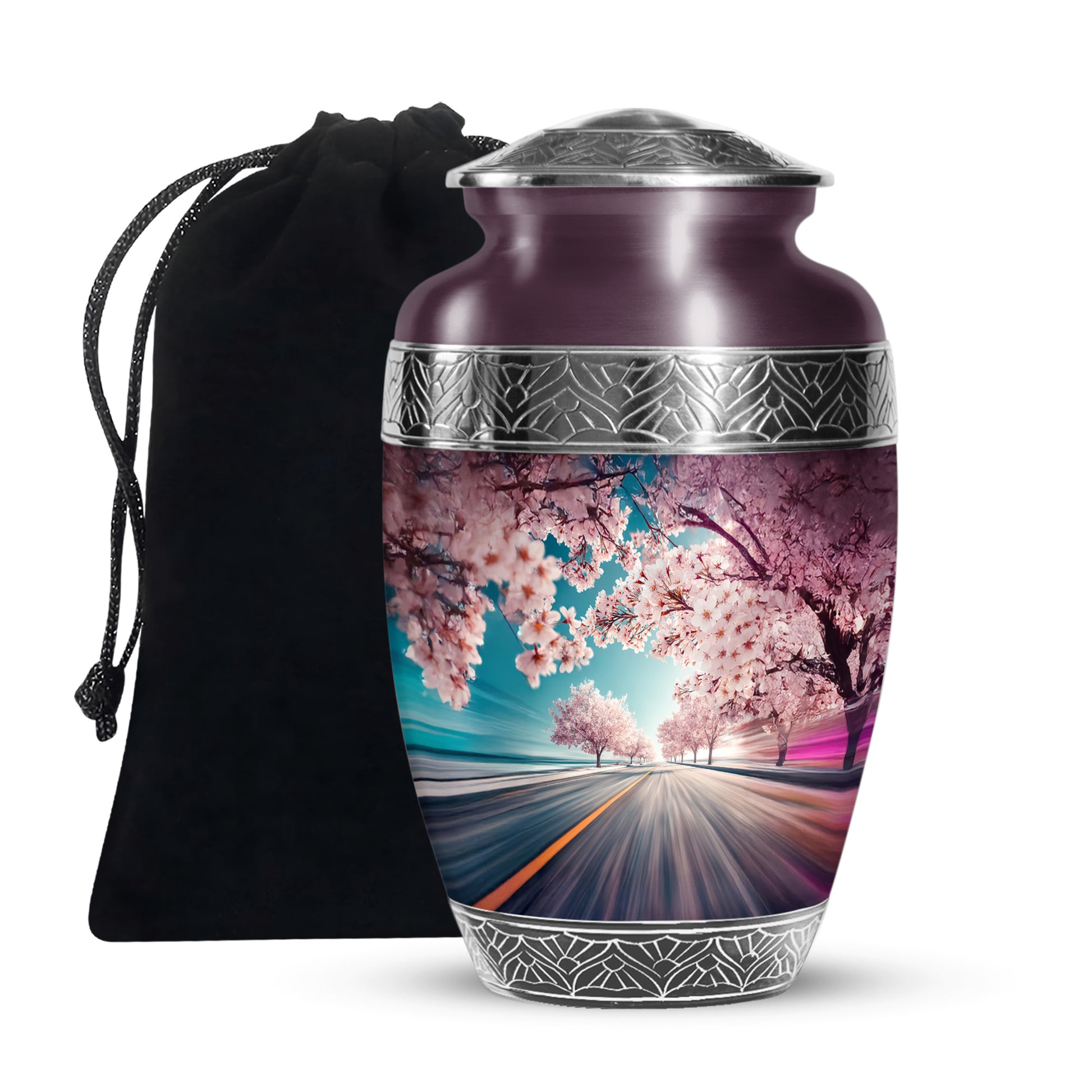 Cherry Blossom Cremation Urn - Road Funeral Urn For Loved Ones