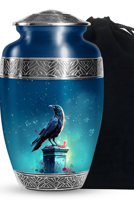 Black Raven Memorial Urn - Unique Funeral Urns For Human Ashes