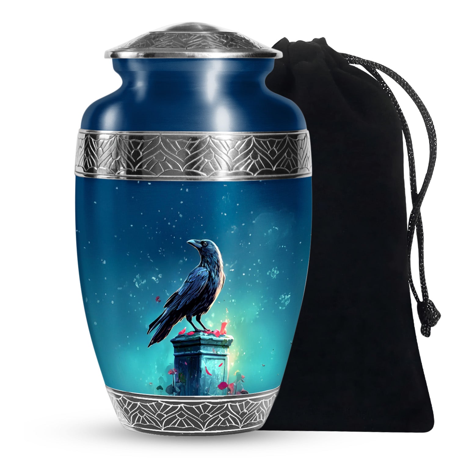 Black Raven Memorial Urn - Unique Funeral Urns For Human Ashes