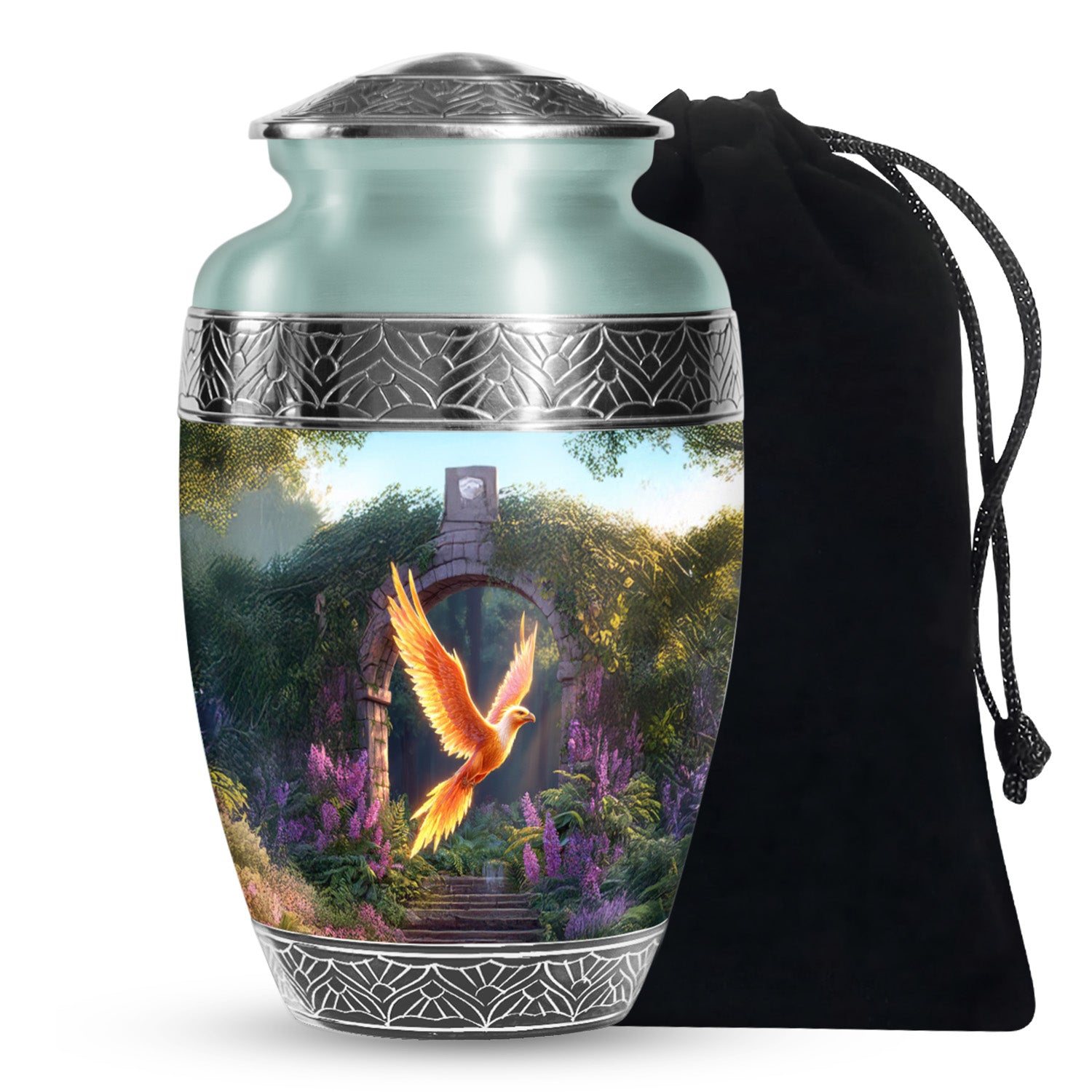 Phoenix Bird Memorial Urn - Golden Wing Cremation Urn For Funeral Ashes