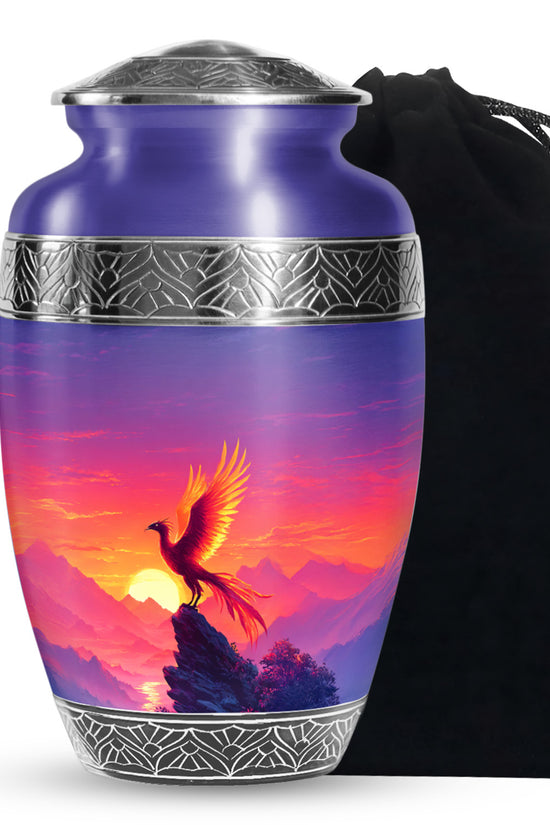 Phoenix Sunset Memorial Urn - Flaming Bird Cremation Urn For Male & Female