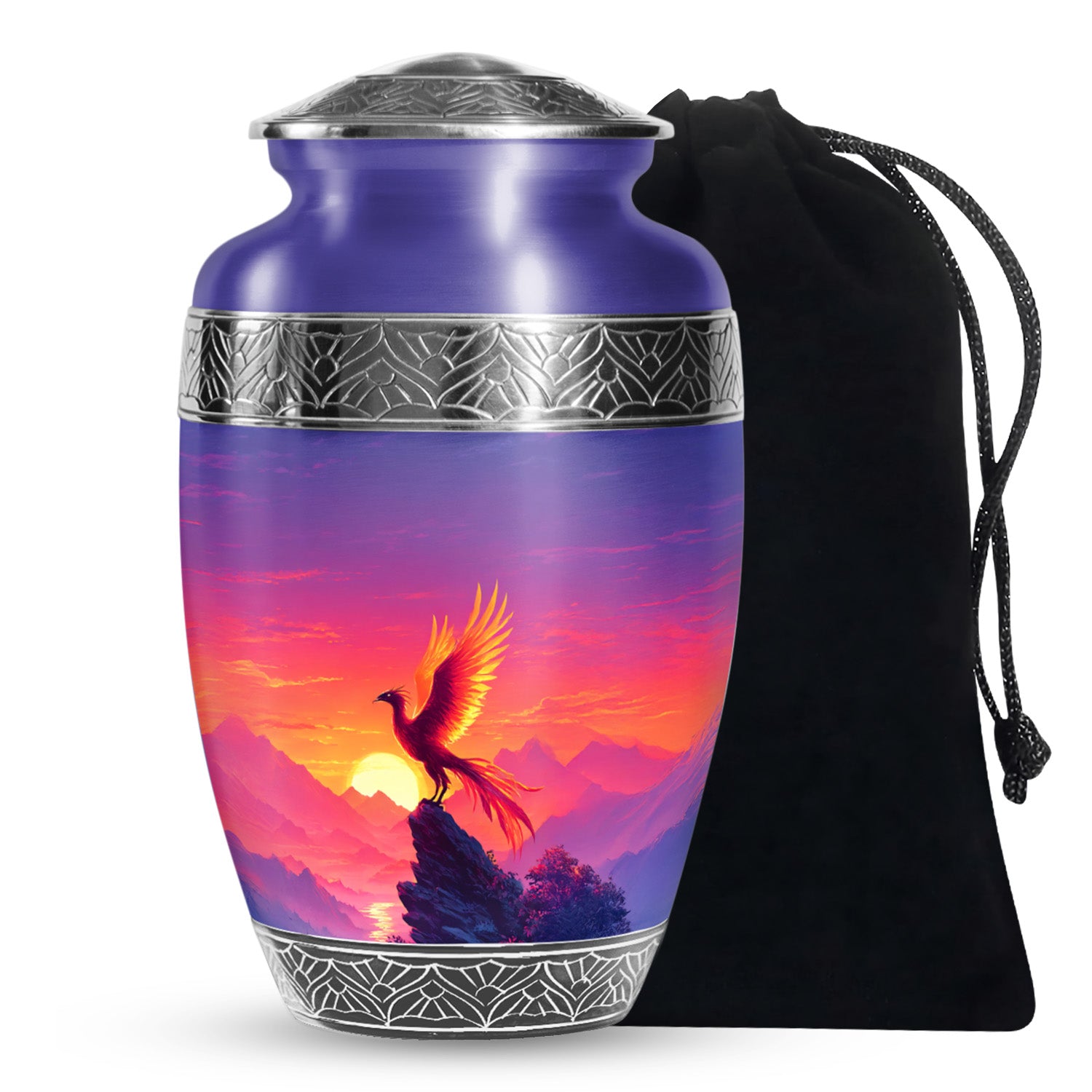 Phoenix Sunset Memorial Urn - Flaming Bird Cremation Urn For Male & Female