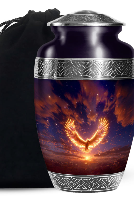 Flaming Phoenix Funeral Urn For Ashes - Sunset Cremation Urn For Burial