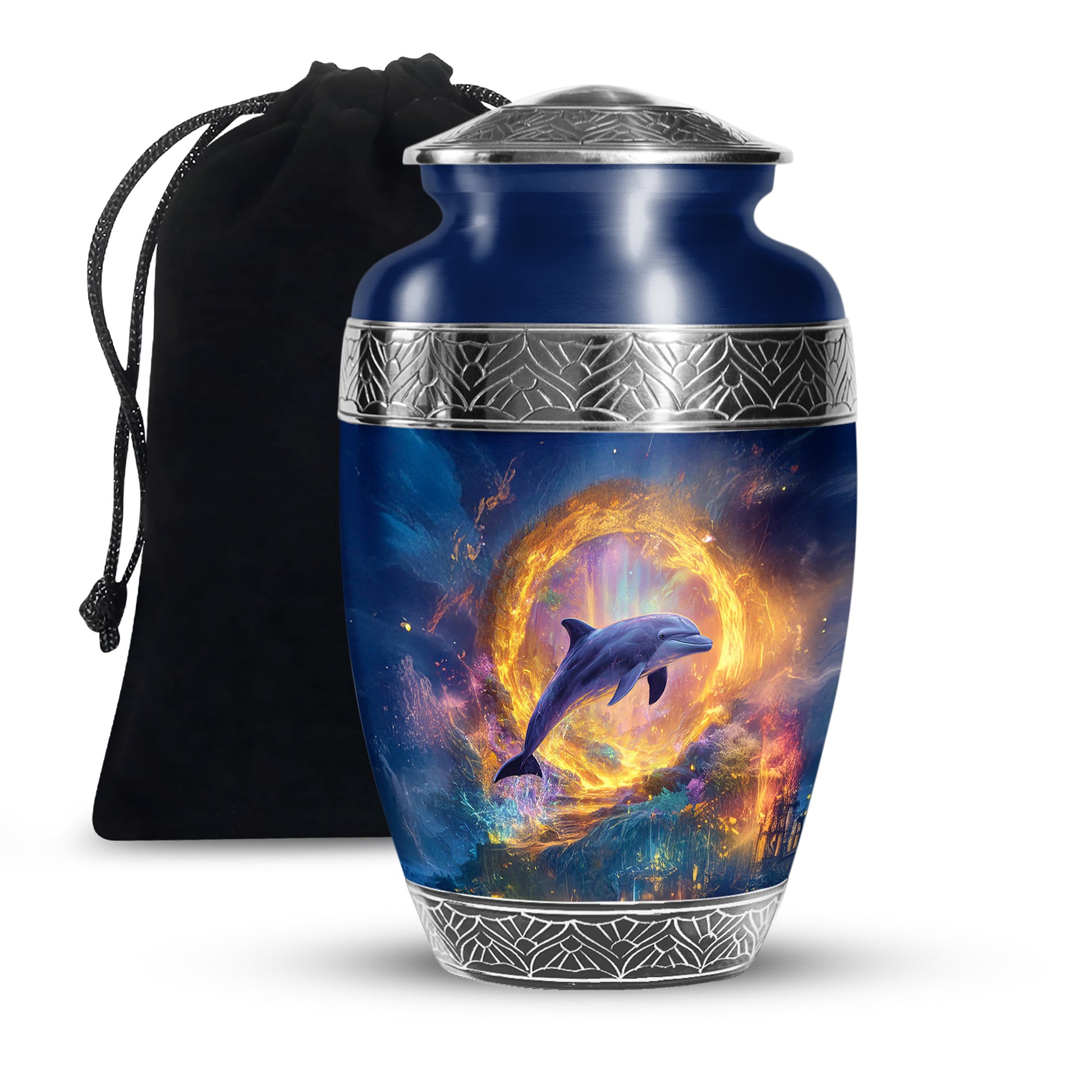 Dolphin Theme Funeral Urn - Beautiful Memorial Urn For Ashes