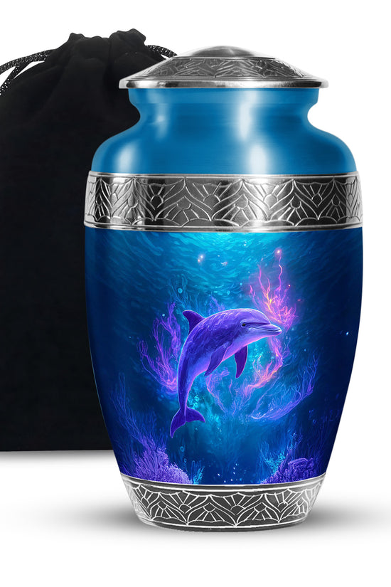 Neon Dolphin Cremation Urn - Fantasy Funeral Urn For Human Ashes