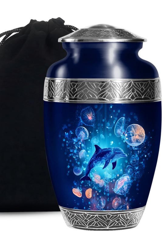 Blue Dolphin Cremation Urn - Ocean Funeral Urn For Loved Ones