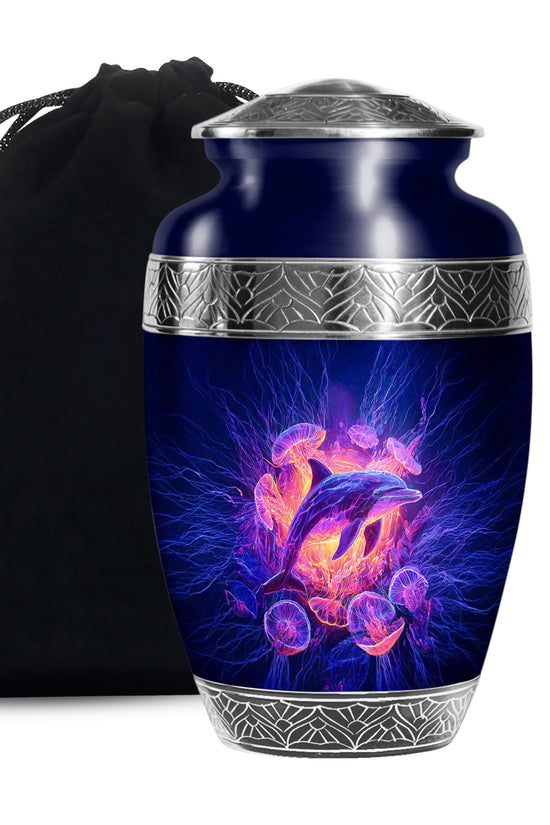 Ocean Dolphin Memorial Urn - Jellyfish Cremation Urn For Human Ashes