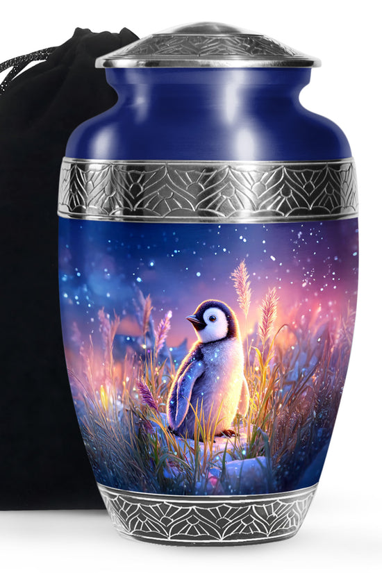 Blue Baby Penguin Urn - Decorative Memorial Urns For Human Ashes