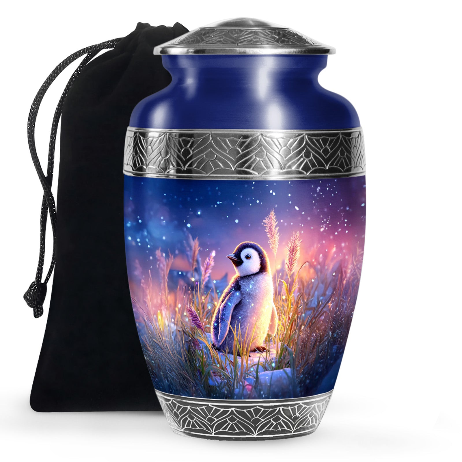 Blue Baby Penguin Urn - Decorative Memorial Urns For Human Ashes