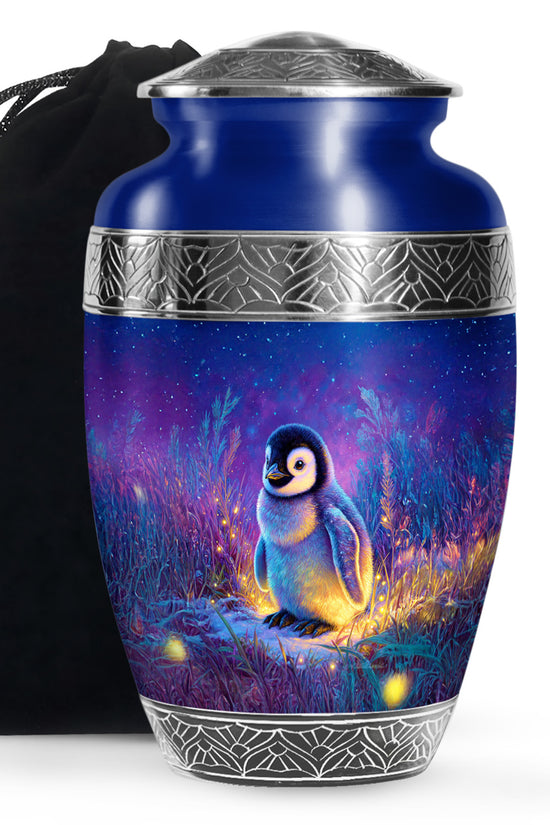 Baby Penguin Night Scenic Urn - Burial Container Urns For Human Ashes