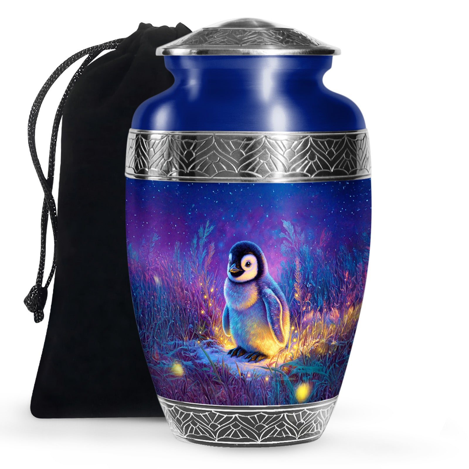 Baby Penguin Night Scenic Urn - Burial Container Urns For Human Ashes