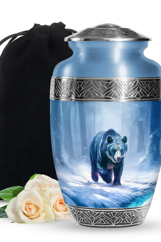 Arctic Bear Cremation Urn - Snow Forest Memorial Urn For Burial