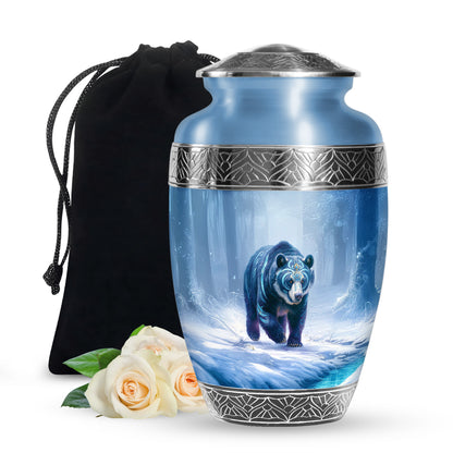 Arctic Bear Cremation Urn - Snow Forest Memorial Urn For Burial