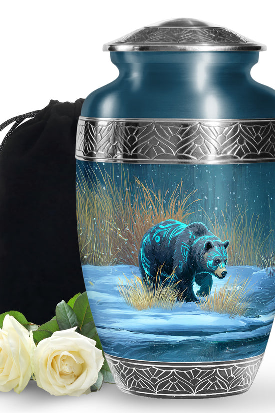 Majestic Snow Bear Funeral Urn - Nature Memorial Urn For Loved Ones