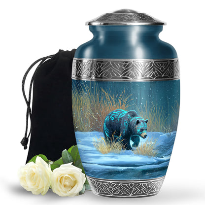 Majestic Snow Bear Funeral Urn - Nature Memorial Urn For Loved Ones
