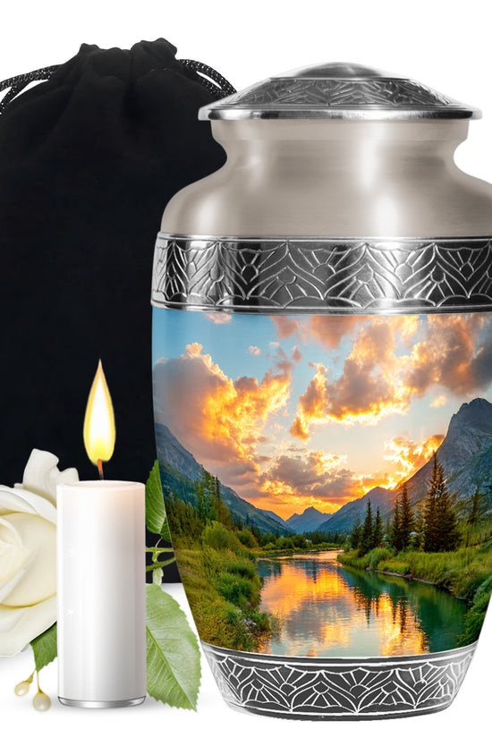 Sunset Lake MemorialUrn - Beautiful Nature Funeral Urn For Loved Ones