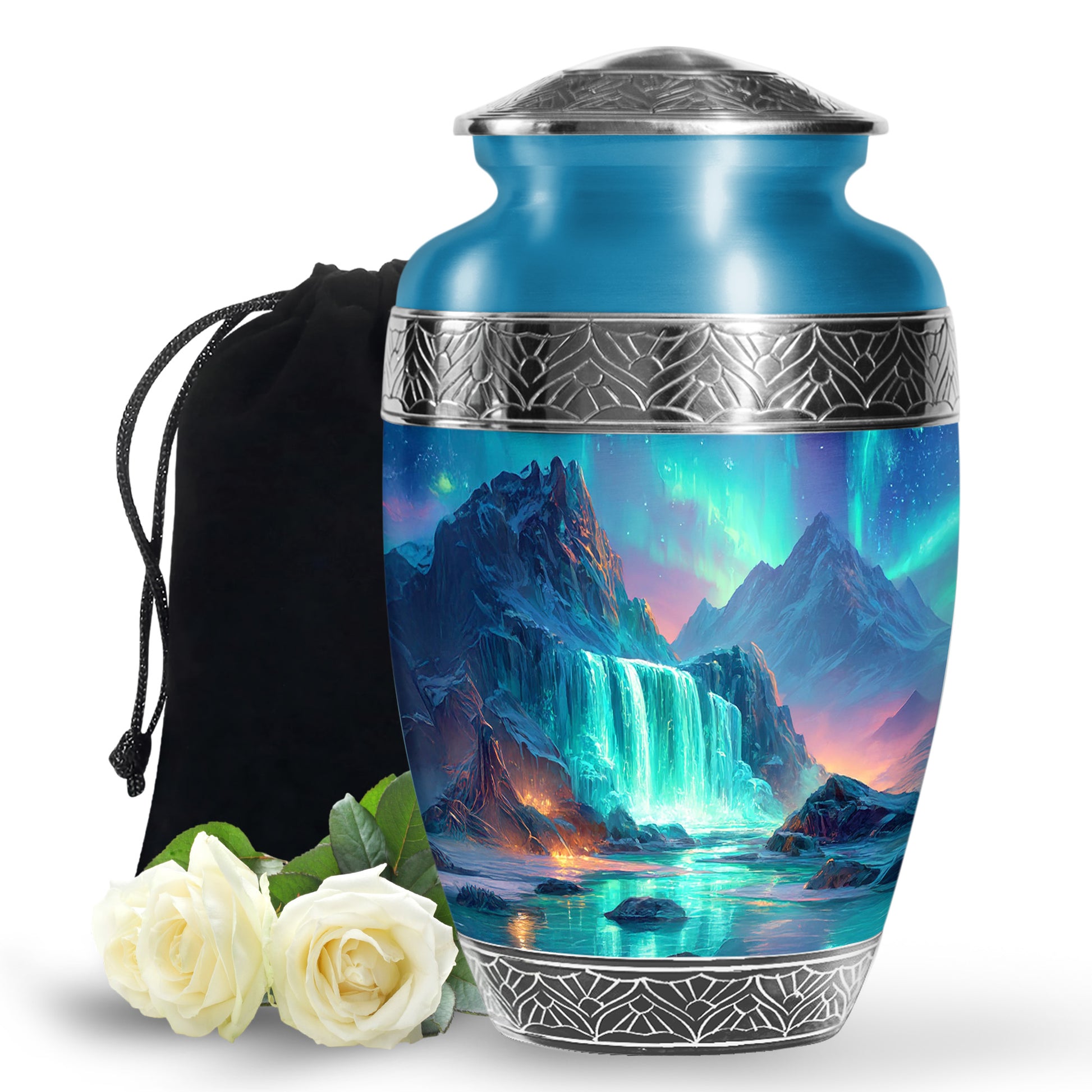 Nature Waterfall Cremation Urn - Beautiful Mountain Urn For Male & Female