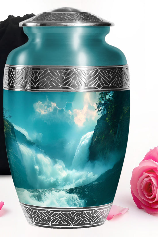 Peaceful Waterfall Cremation Urn - Scenic Memorial Urn For Loved Ones