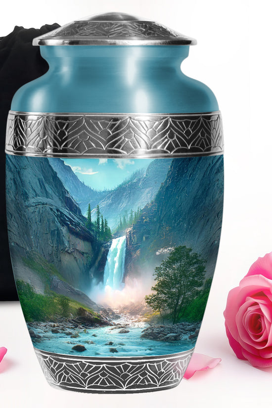 Beautiful Waterfall Cremation Urn - Mountain Memorial Urn For Loved Ones