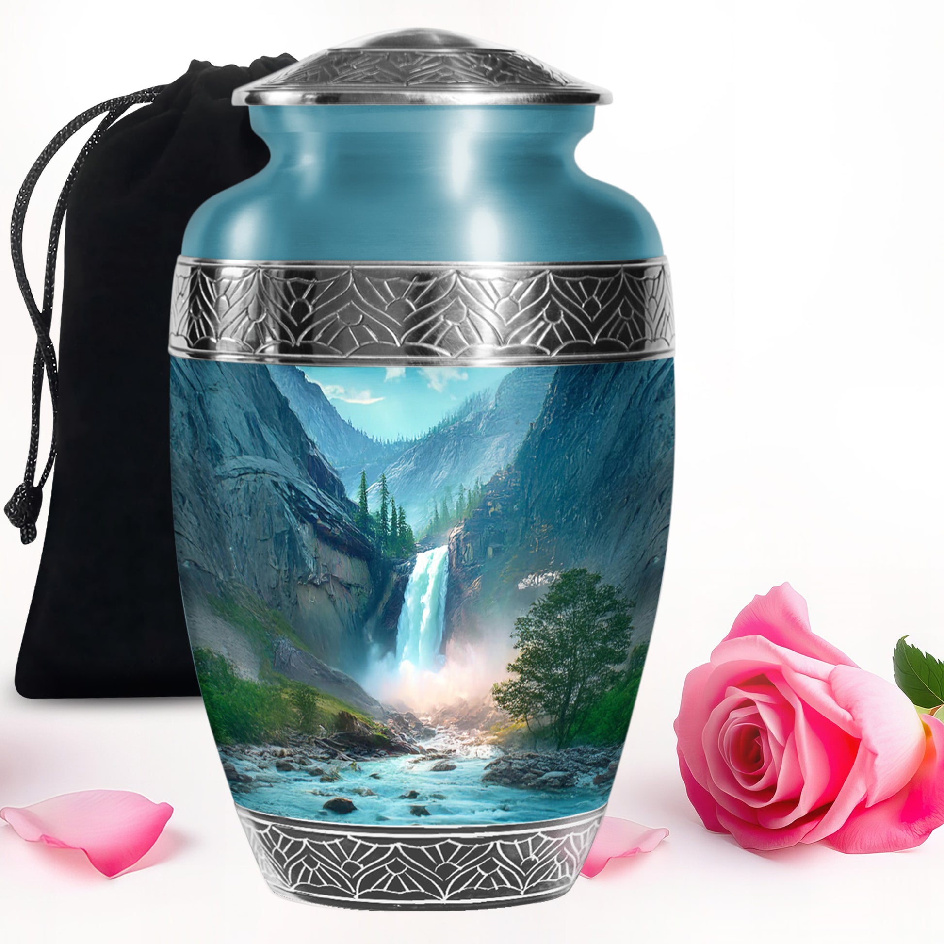 Beautiful Waterfall Cremation Urn - Mountain Memorial Urn For Loved Ones