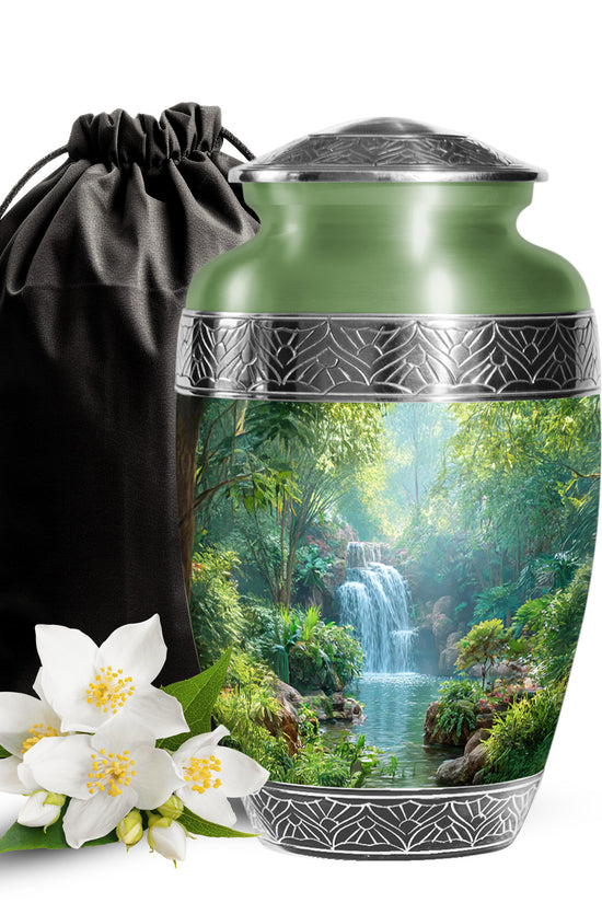 Nature Waterfall Cremation Urn - Peaceful Memorial Urn For Burial