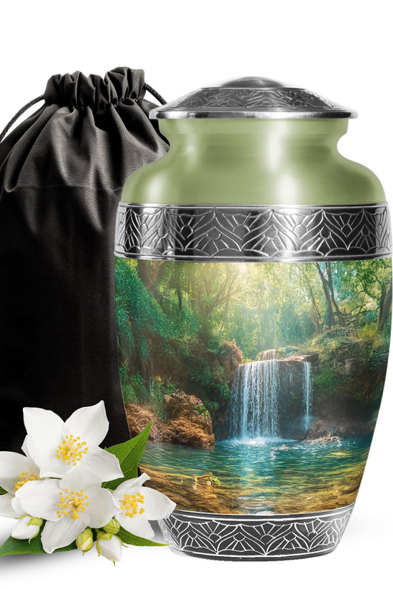 Scenic Waterfall Cremation Urn - Memorial Urn For Male & Female