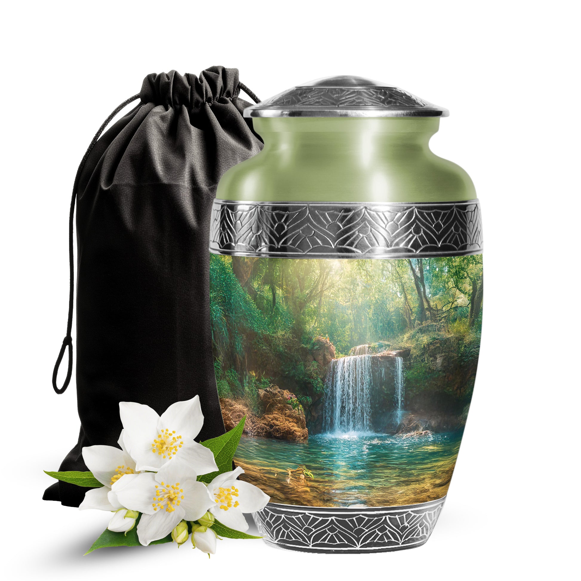 Scenic Waterfall Cremation Urn - Memorial Urn For Male & Female