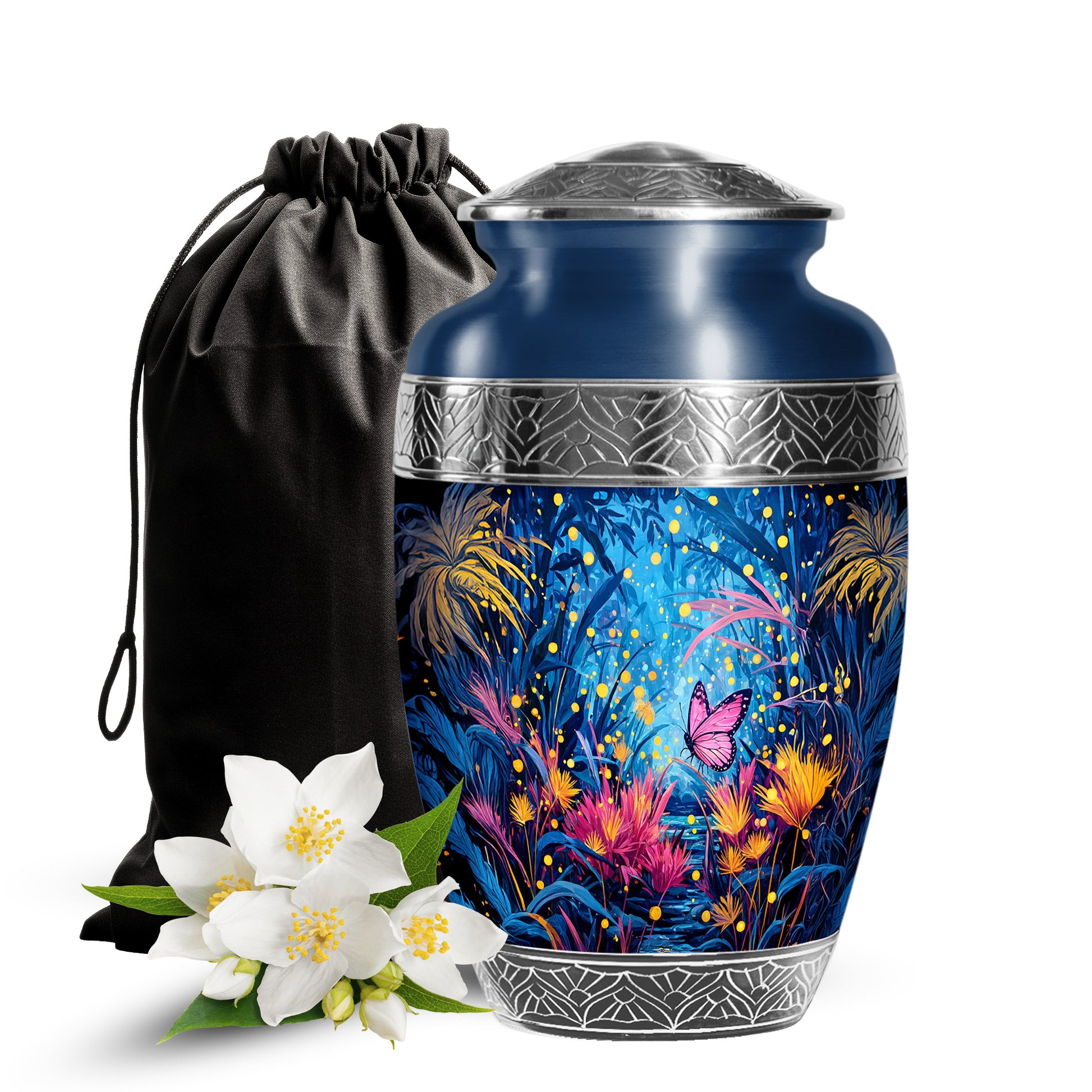 Pink Butterfly Cremation Urn - Bueatiful Forest Memorial Urn For Adult Ashes