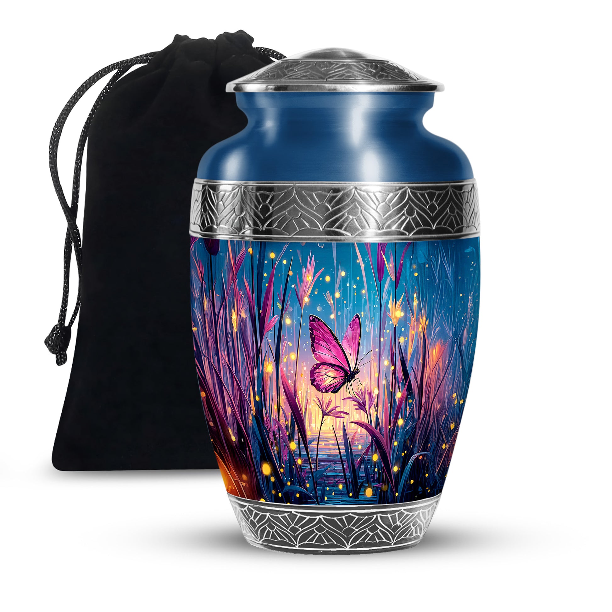 Glowing Pink Butterfly Memorial Urn - Artistic Funeral Urn For Loved Ones