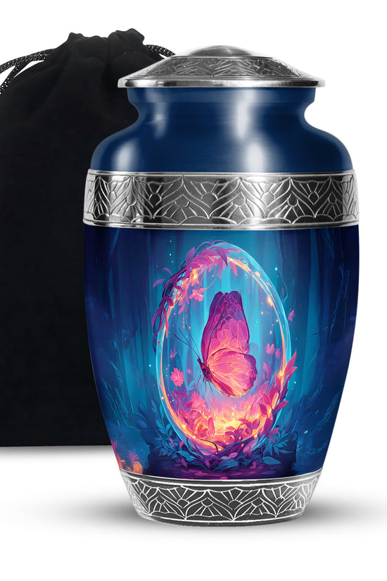Artisic Butterfly Cremation Urn - Aluminum Memorial Urn For Male & Female