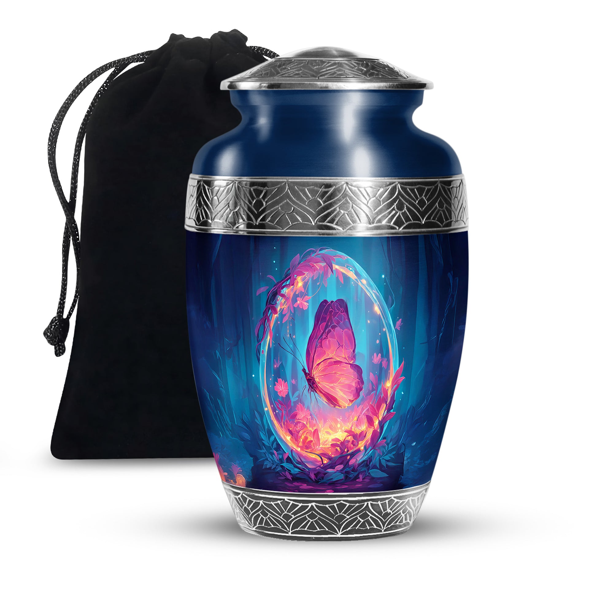 Artisic Butterfly Cremation Urn - Aluminum Memorial Urn For Male & Female