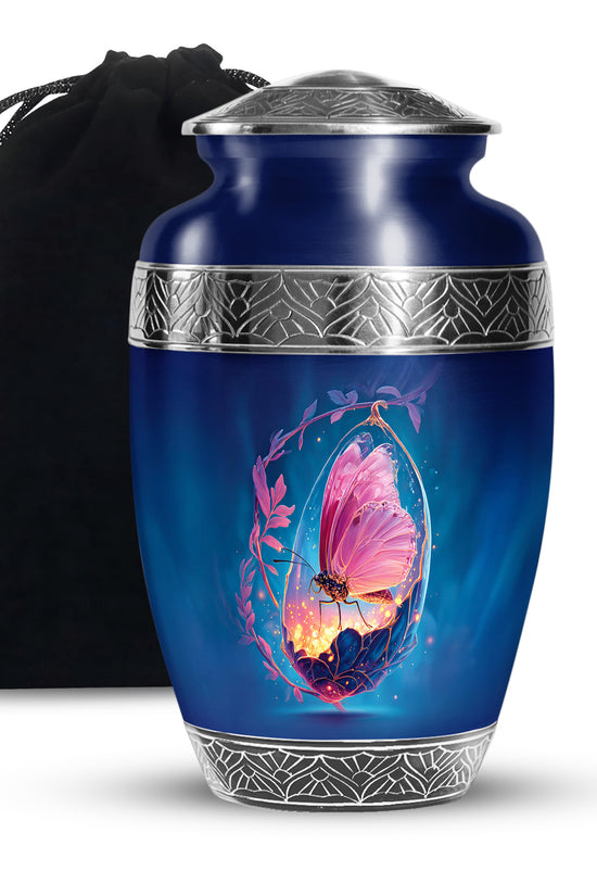 Mystic Butterfly Creamtion Urn - Large Memorial Urn For Human Ashes