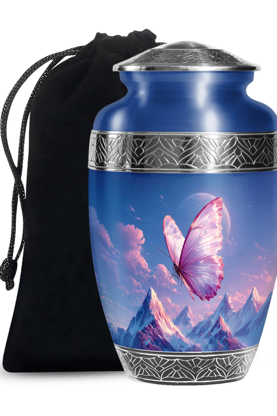 Butterfly Cremation Urn - Beautiful Mountain Funeral Urn For Ashes