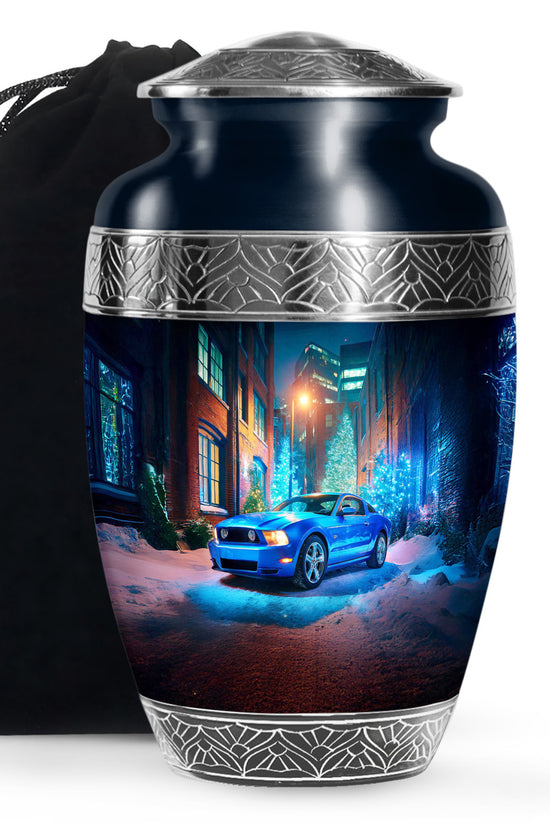 Blue Racing Car Memorial Urn - Race Car Cremation Urns For Ashes
