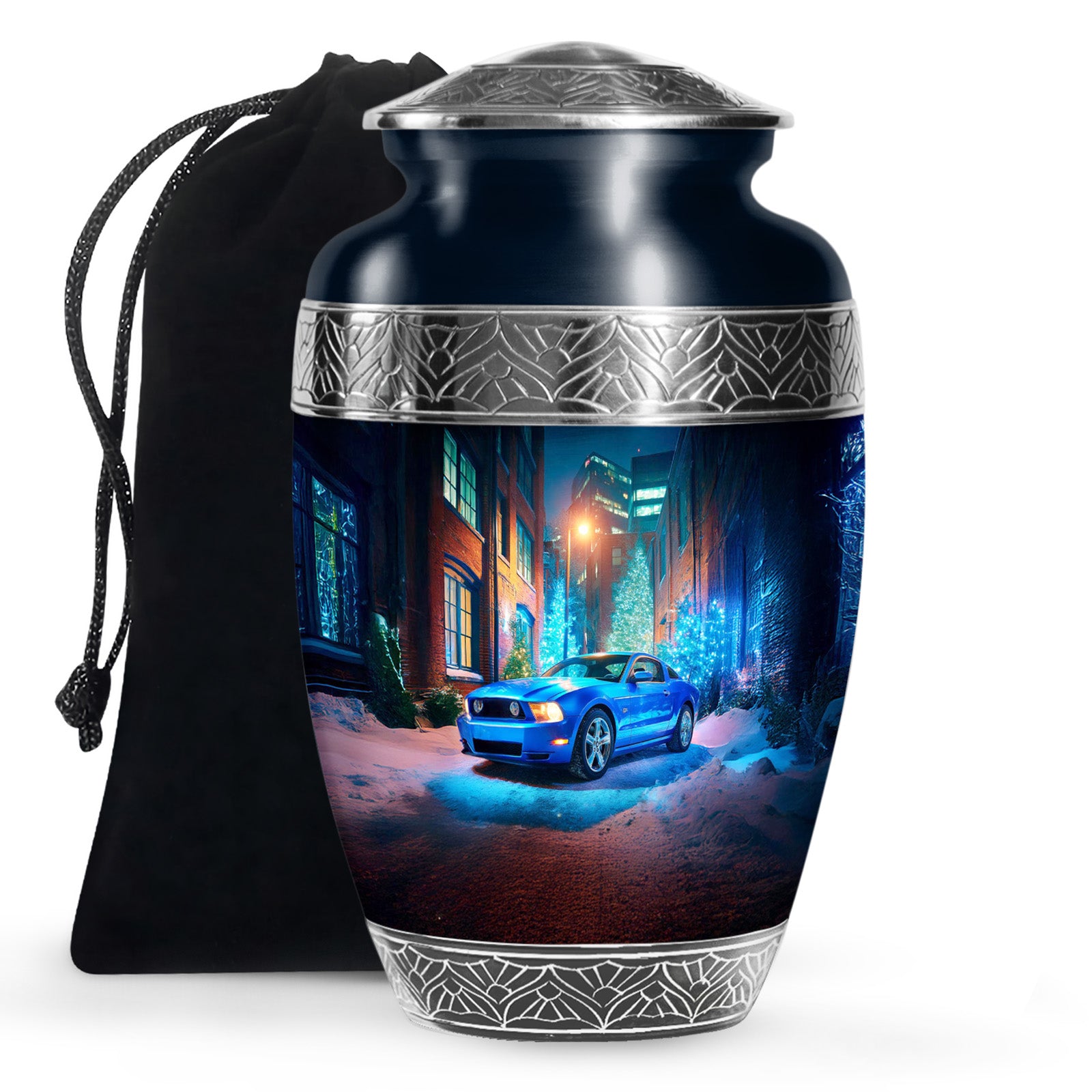 Blue Racing Car Memorial Urn - Race Car Cremation Urns For Ashes