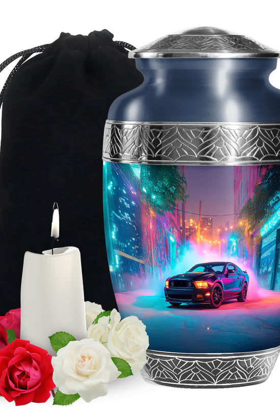 Colorful Night Car Memorial Urn - Race Car Urns For Human Ashes