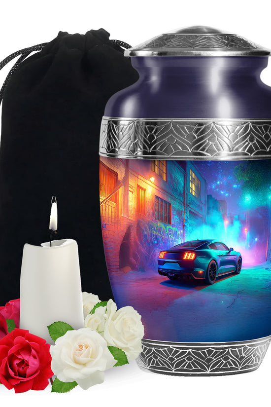 Neon Muscle Car Memorial Urn - Muscle Car Urns For Ashes