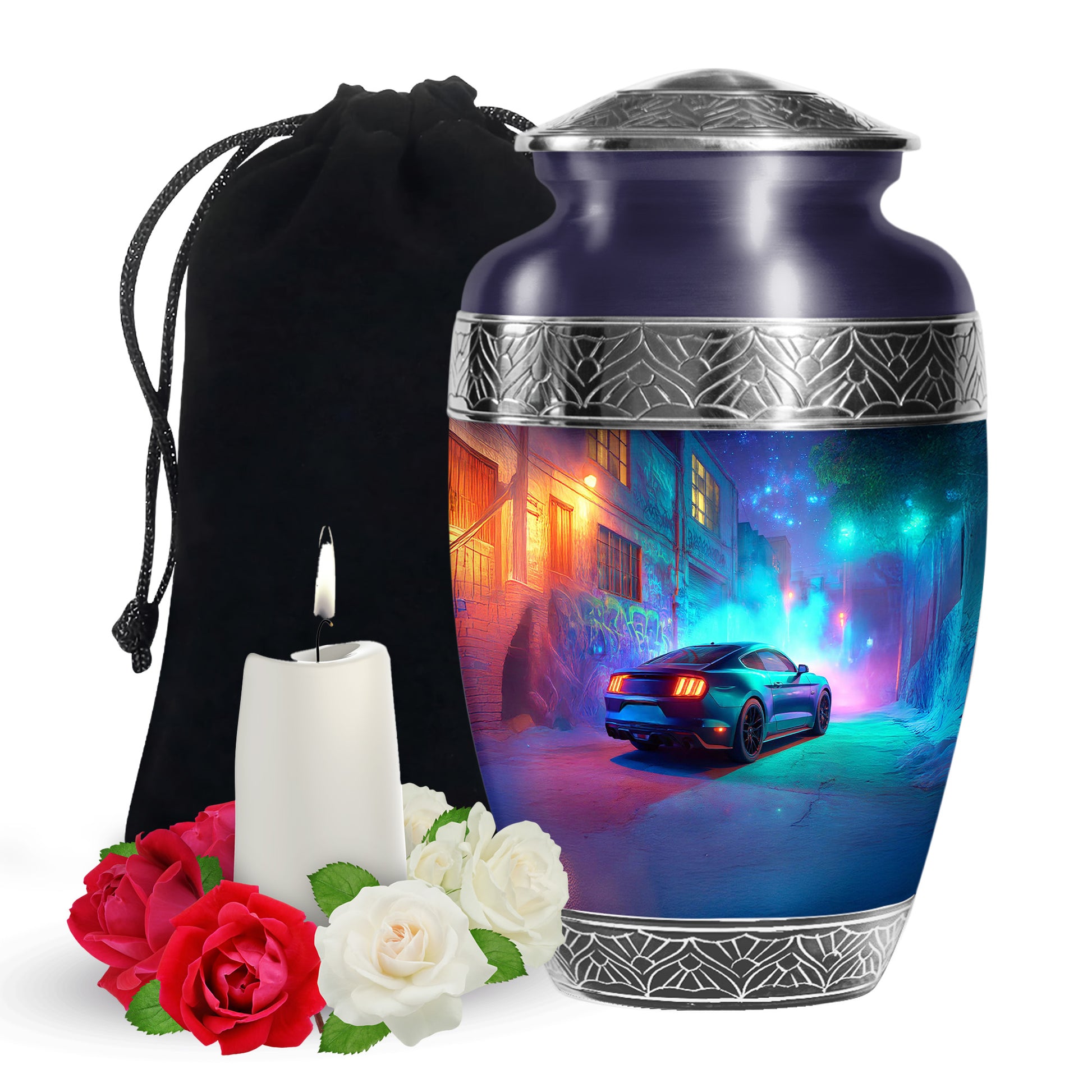 Neon Muscle Car Memorial Urn - Muscle Car Urns For Ashes