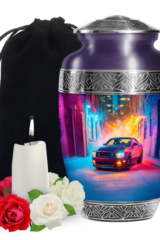 Black-Red Car Themed Burial Urn - Custom Car Urns For Human Ashes