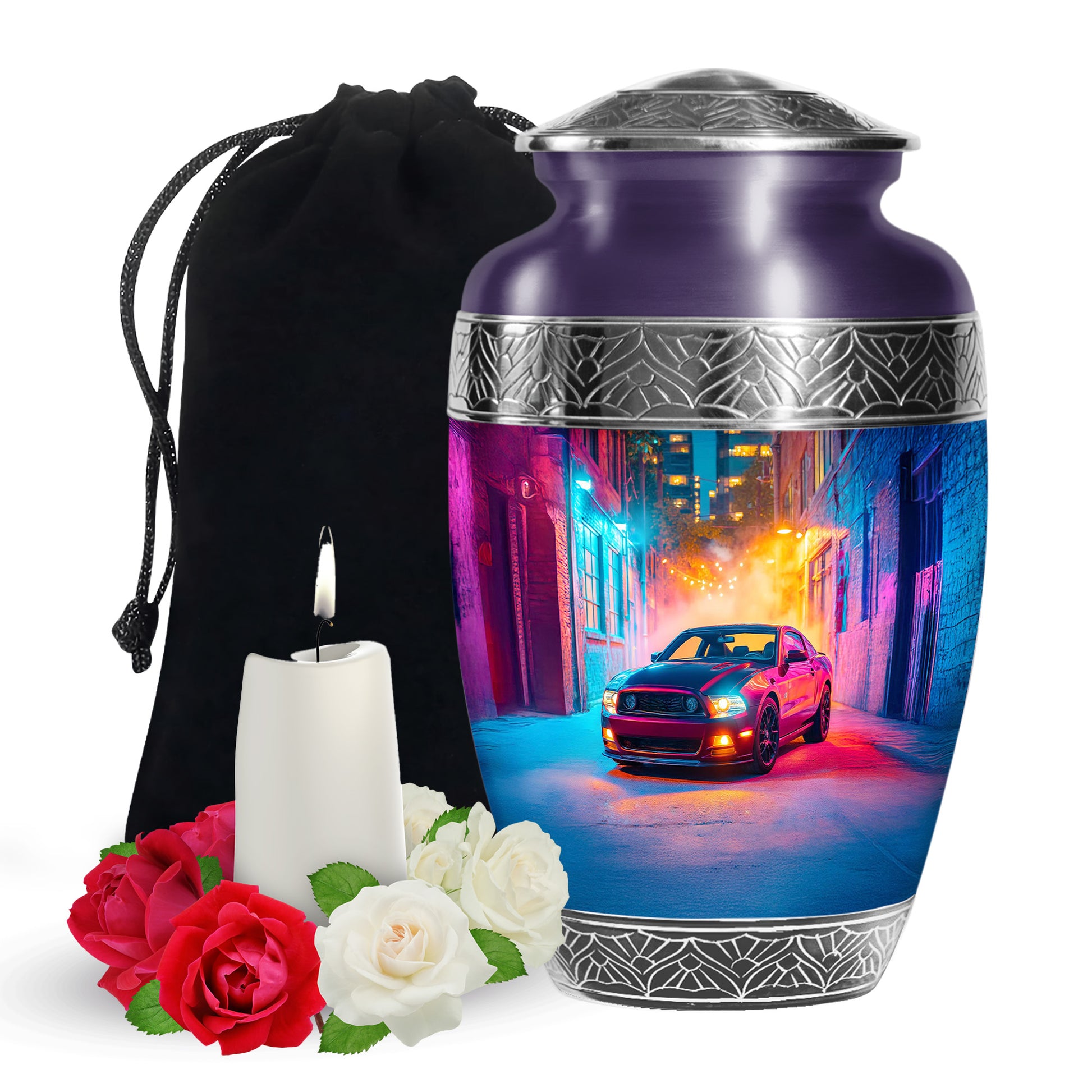 Black-Red Car Themed Burial Urn - Custom Car Urns For Human Ashes